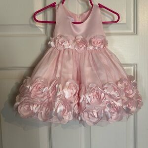 Bonnie Baby Pale Pink Rosette Tulle Party Dress